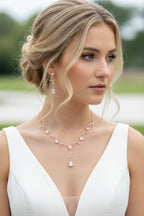 schmuckset-hochzeit-rosegold-halskette-ohrringe