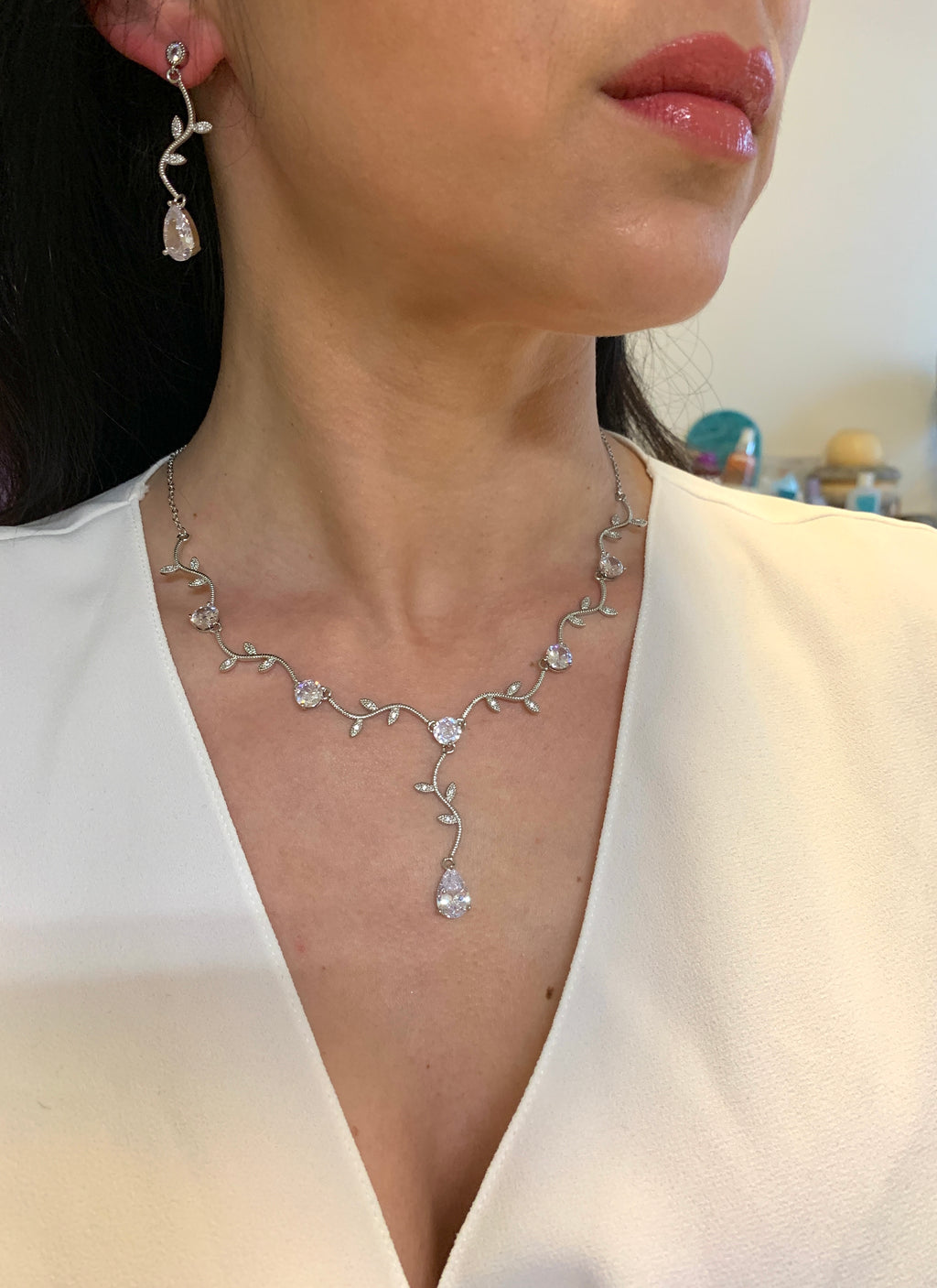 schmuckset-hochzeit-silber-halskette-ohrringe