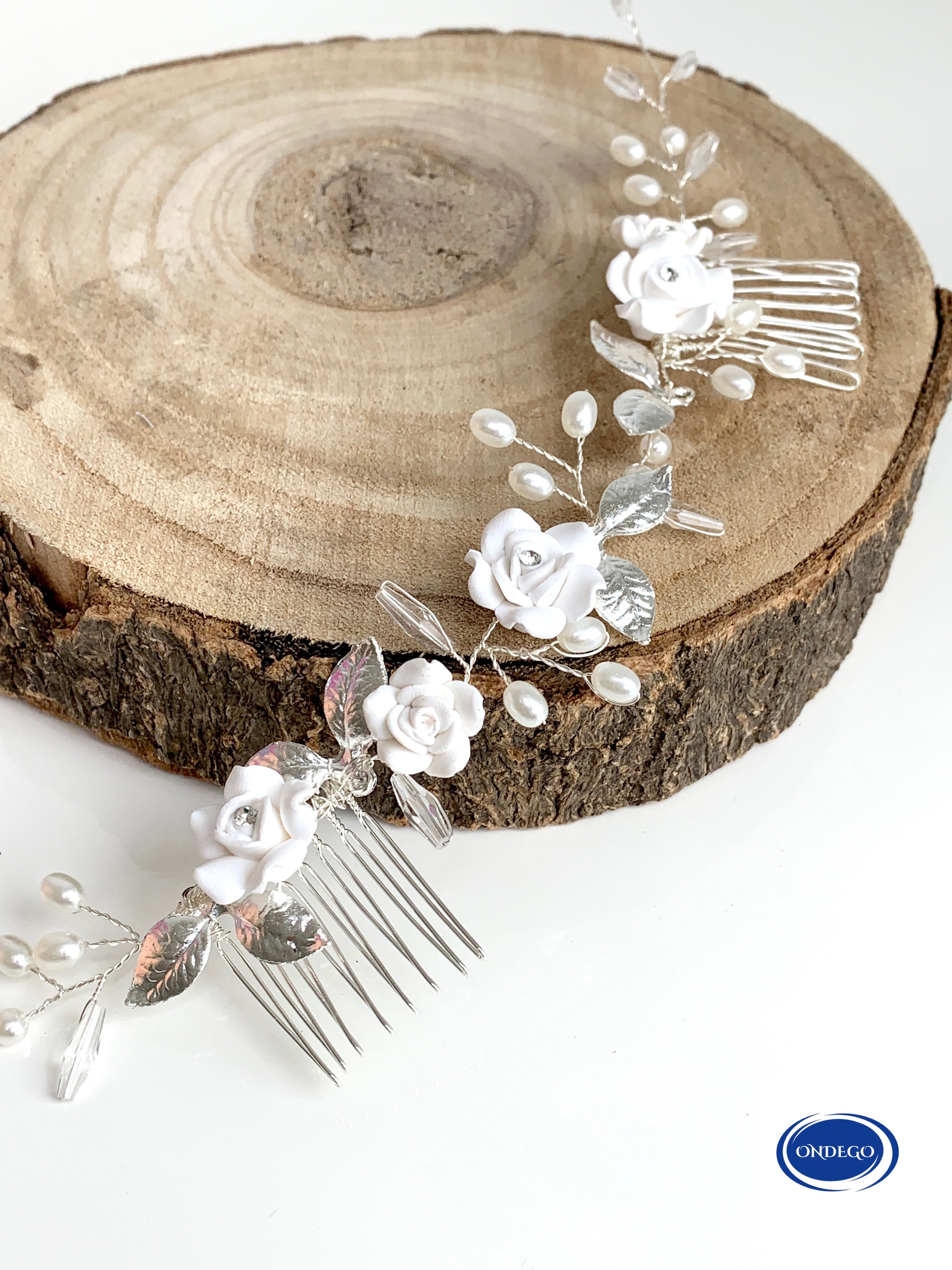 silberner-braut-haarkamm-rosen-blattdesign