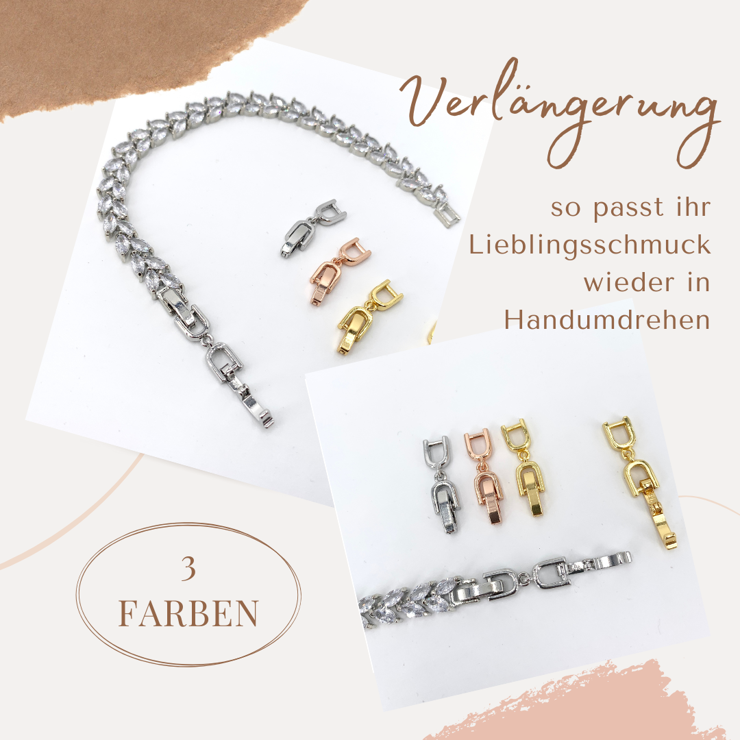 Schmuck Verlängerung – Klappverschluss Zwischenstück für Kette & Armband, Silber/Gold/Roségold | ONDEGO®