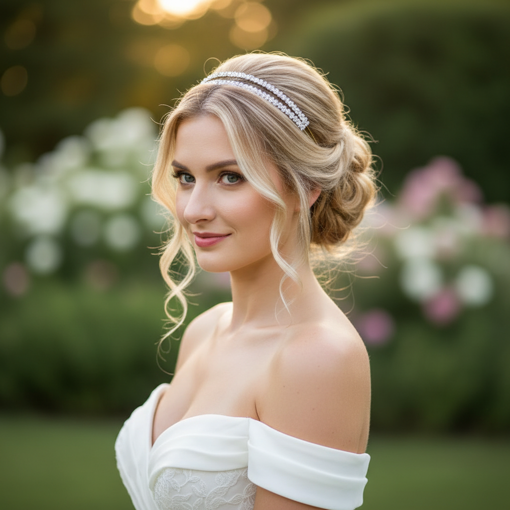 Doppellagiges Strass Diadem Silber – 2-reihige Tiara für Braut & Hochzeit | ONDEGO®
