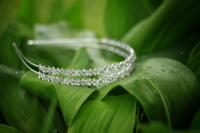 zweireihiger-strass-haarreif-ongedo-naturfoto-auf-gruenen-blaettern