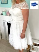 CURVY 3/4 Ivory Brautkleid Hochzeitskleid Standesamt 42...