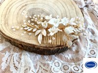 Gold 3D Haarschmuck Haarkamm Blüten Blumen ONDEGO Hochzeit Brautschmuck