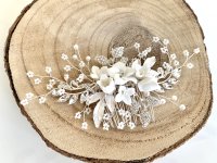 Silber 3D Haarschmuck Haarkamm Blüten Blumen ONDEGO Hochzeit Brautschmuck