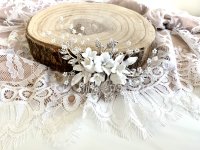 Silber 3D Haarschmuck Haarkamm Blüten Blumen ONDEGO Hochzeit Brautschmuck