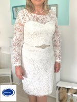 CURVY 3/4 Ivory Brautkleid Hochzeitskleid Standesamt Etui 42 44 46 48 50 52 54