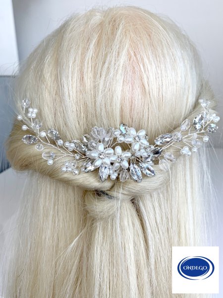 Silber Haarschmuck Haarkamm Blüten Blumen ONDEGO Hochzeit Brautschmuck