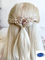 Rosegold Dezenter Haarkamm Perlen Haarschmuck Blüten Blumen