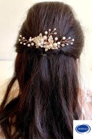 Rosegold Dezenter Haarkamm Perlen Haarschmuck Blüten Blumen