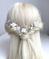 3D Blüten Silber Haarschmuck Haarkamm Blumen ONDEGO Hochzeit Brautschmuck