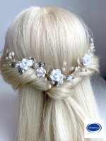 3D Blüten Silber Haarschmuck Haarkamm Blumen ONDEGO Hochzeit Brautschmuck