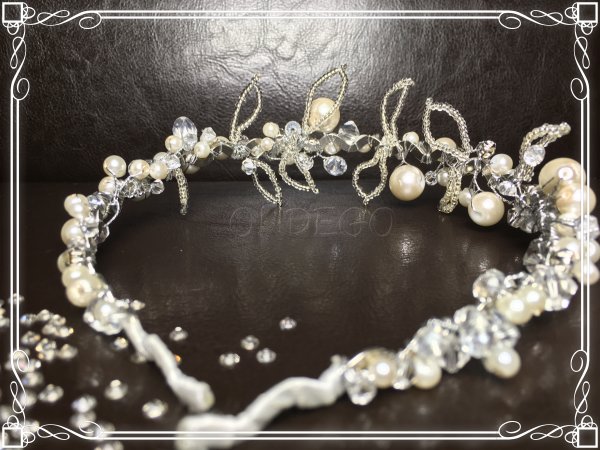 Hochzeits Diadem für Damen silberfarben mit Perlen