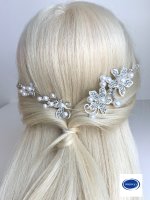 Silber Haardraht Blüten Perlen Haarschmuck...