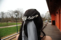 Silber Haardraht Blüten Perlen Haarschmuck Brautschmuck Hochzeit