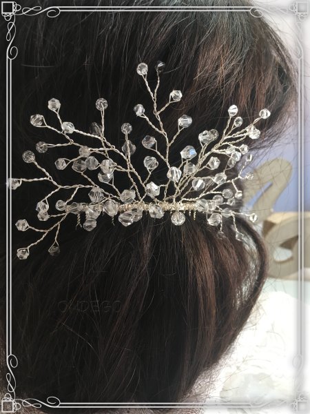 ONDEGO 3D Silber Haarschmuck Haarkamm Blüten Blumen Hochzeit Brautschmuck 