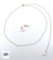 SEHR DEZENT Rosegold Rückenkette Rückenanhänger Rückenschmuck Brautschmuck Set Schmuckset Perlen