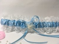 Strumpfband Spitze Hochzeit Braut hellblau breit