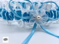 Strumpfband Spitze Hochzeit Braut hellblau breit