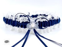 Strumpfband Spitze Hochzeit Braut dunkelblau breit