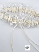 Strumpfband Spitze ivory Hochzeit Braut beige breit creme
