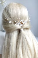 Gold Haarschmuck Haarkamm Blüten Blumen ONDEGO Hochzeit Brautschmuck Perlen