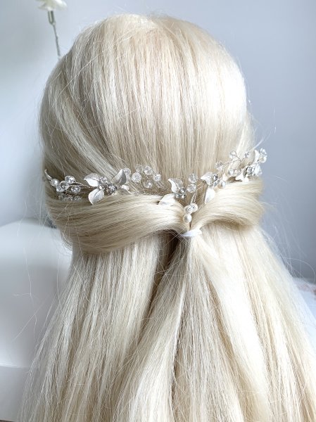 Blüten Silber Haardraht Blätter Haarkamm Haarschmuck Brautschmuck Hochzeit Schmuck