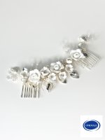 3D Blüten Silber Haarschmuck Haarkamm Blumen...