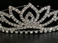 SILBER Diadem Haarschmuck Tiara Hochzeit Strass Glitzer Krone Geburtstag Goldene Haarreif Kostüm Königin Prinzessin