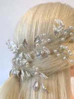 Silber Haardraht Blatt Blätter Haarschmuck Brautschmuck Hochzeit Schmuck Braut