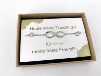 ONDEGO® 925 Silber Trauzeugin Geschenk Hochzeit Armband Unendlichkeit fragen Brautjungfer Schmuck